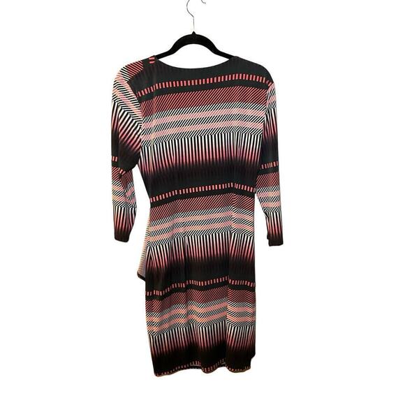 New York & Company Wrap Dress Women's Large Multicolor Striped Stretch - Picture 2 of 7